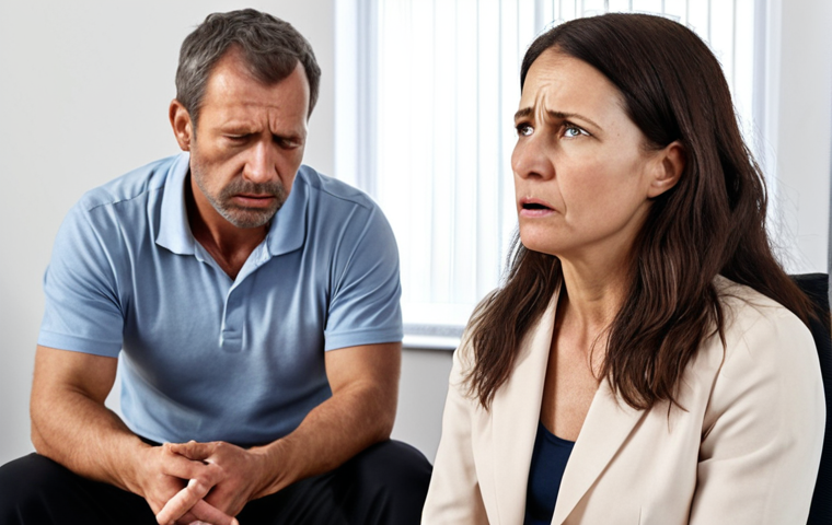 **

Agnès, a stressed 42-year-old executive, sitting across from a wellness coach. Agnès looks overwhelmed, while the coach is listening empathetically. Focus on the emotional weight Agnès is carrying and the supportive environment. Keywords: Burn-out, emotional block, active listening, support.

**