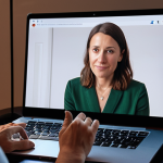 **Image Prompt 1: The Foundation of Trust and Empathy**
    A professional and empathetic health coach, in a modern, subtly French-designed virtual coaching space. The coach is engaged in active listening with a client visible on a screen (tablet or laptop), emphasizing the human connection, trust-building, and understanding of behavioral psychology. The setting features soft, inviting lighting, focusing on a warm, approachable atmosphere.
    `--ar 16:9 --style raw --v