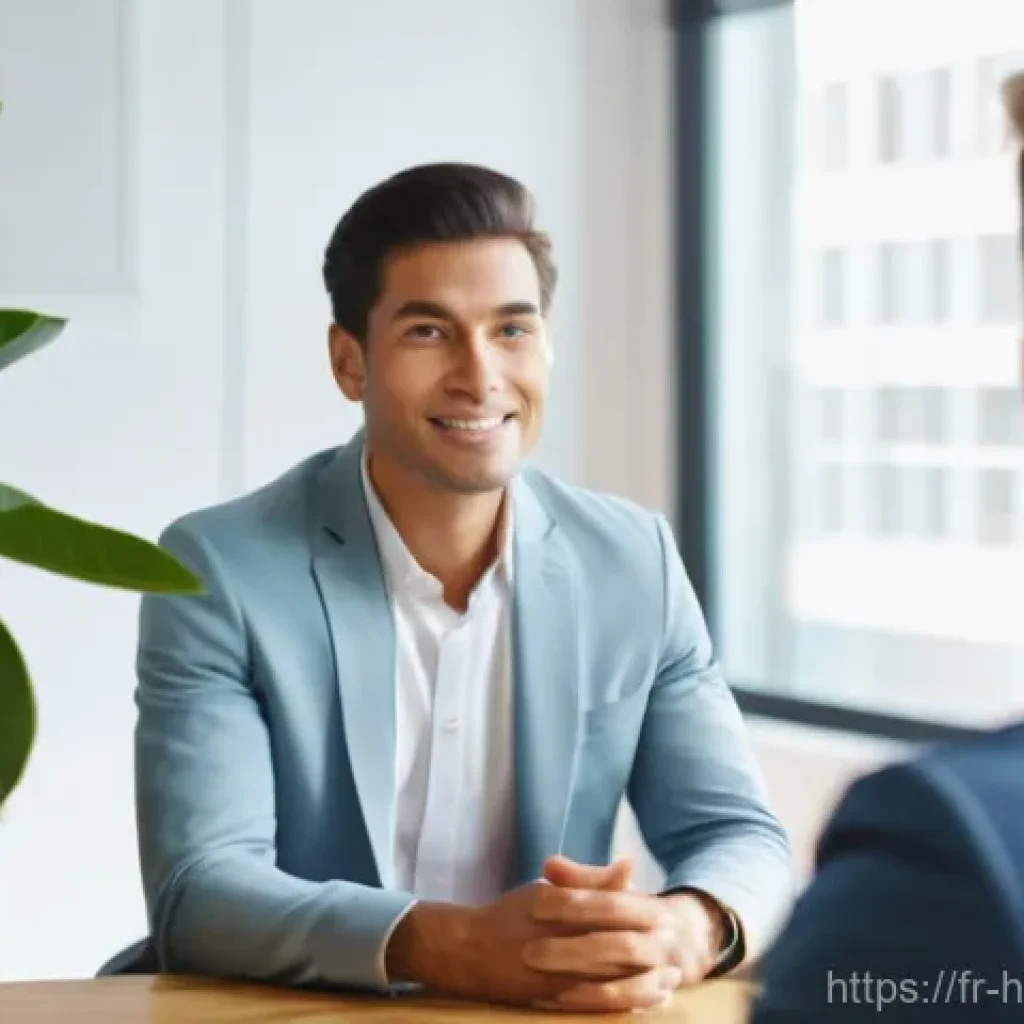 건강코칭 고객 불만 처리 기술 - **Prompt:** A diverse male coach and a female client in a brightly lit, modern coaching office. The ...