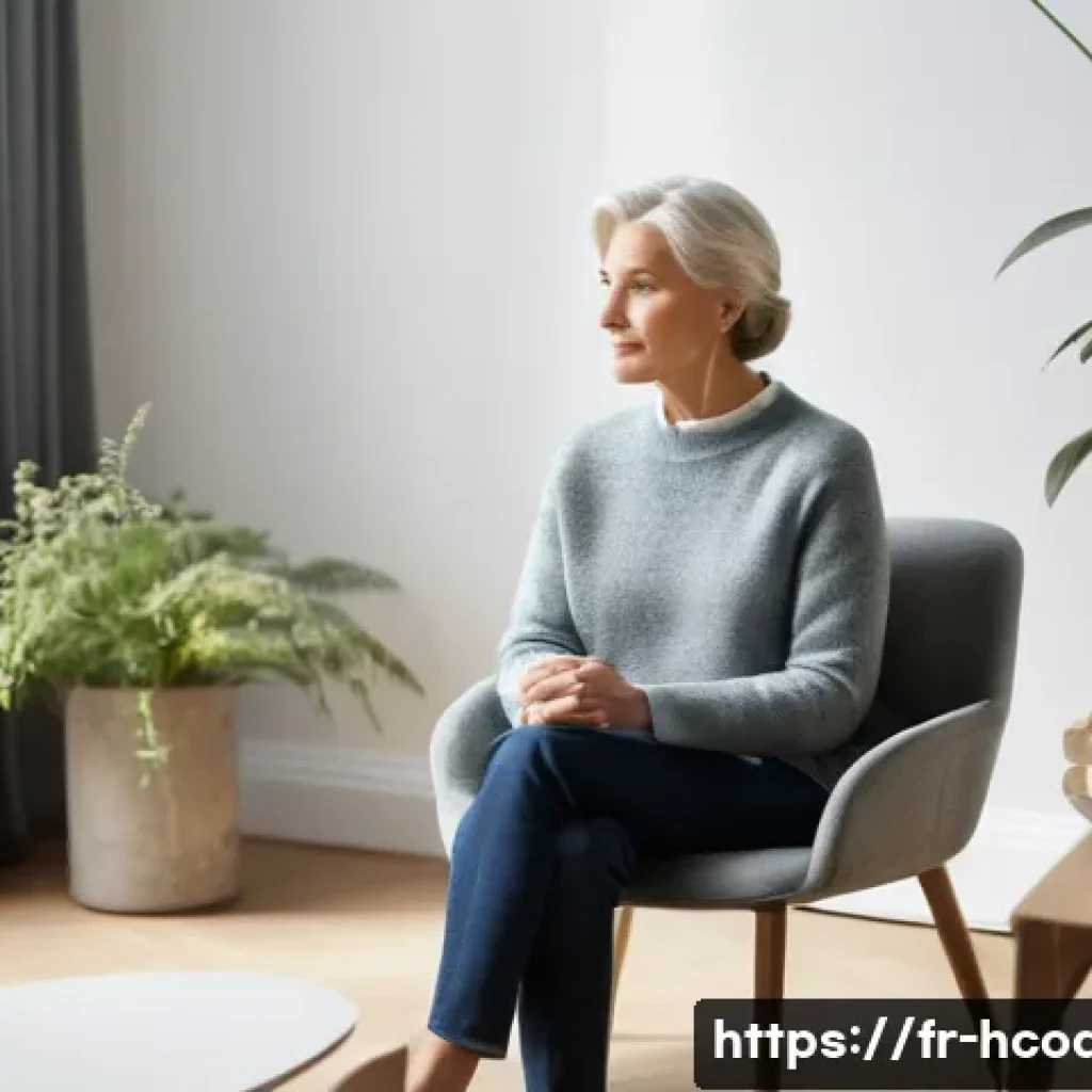 건강코칭에서 공감의 기술 - A calm and welcoming coaching session set in a bright, softly lit room with natural light filtering ...