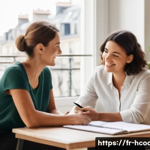 건강코칭 전문가로 브랜딩하는 법 - A warm and inviting health coach session scene in a modern Parisian apartment, featuring a diverse a...