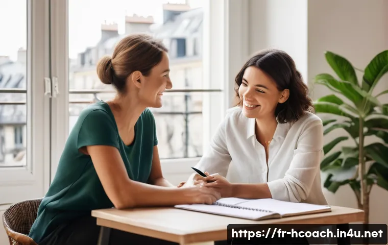 건강코칭 전문가로 브랜딩하는 법 - A warm and inviting health coach session scene in a modern Parisian apartment, featuring a diverse a...