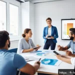 Home 23 건강코칭 전문가를 위한 멘토링 프로그램 - A modern health coach mentoring session in a bright, professional office setting: a diverse group of...